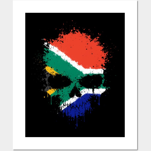 Chaotic South African Flag Splatter Skull Wall Art by jeffbartels
